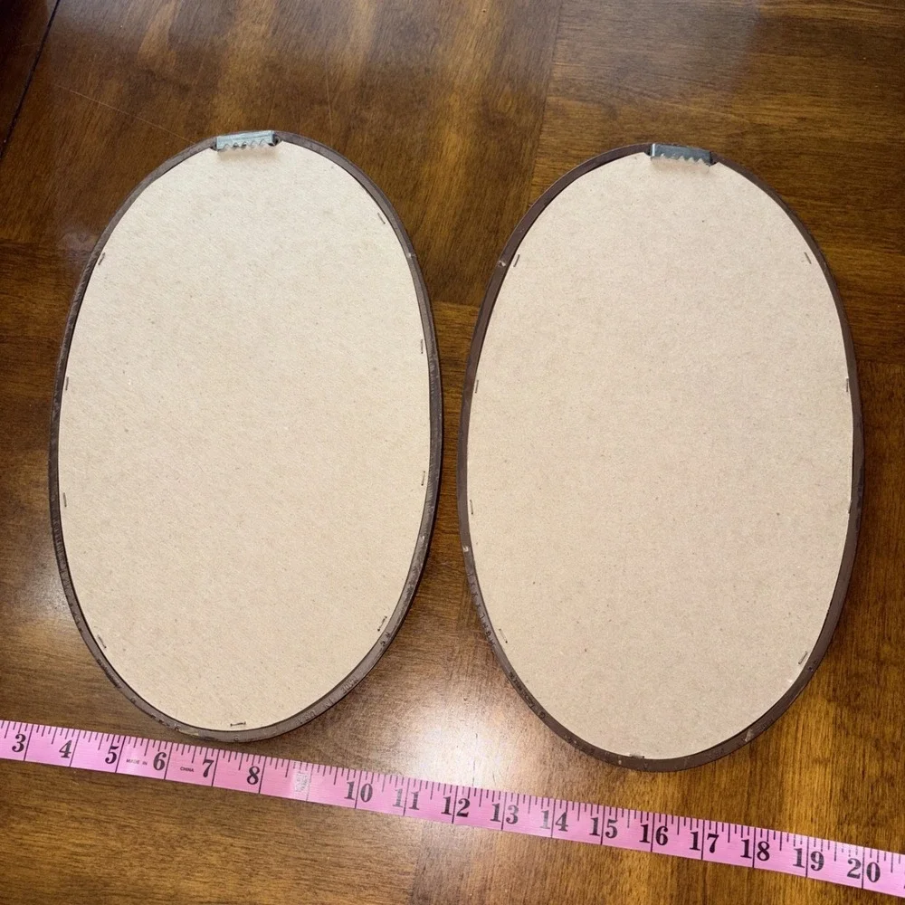 Vintage Pair of 2 Homco Hubbell Oval Wall Plaques with Cute Cowboy & Cowgirl